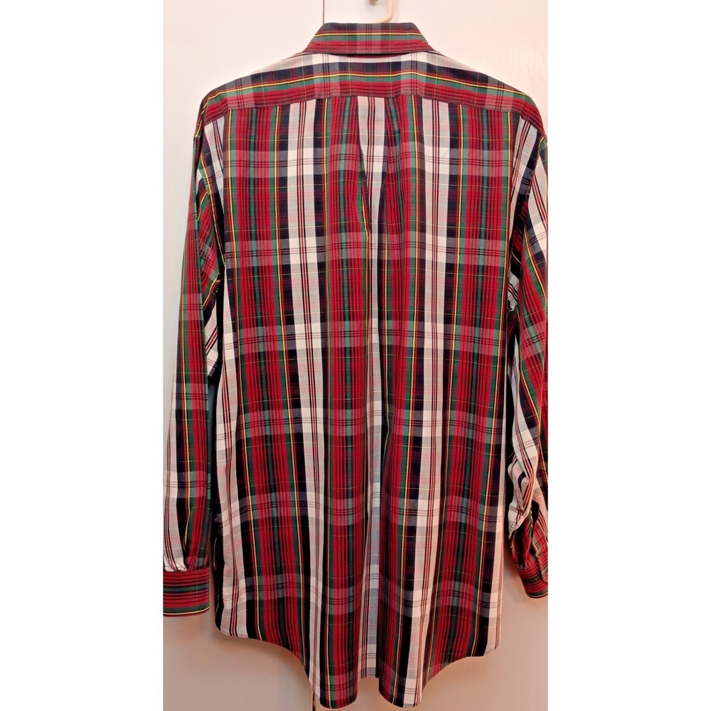 mens shirt size L Long Sleeve button up 90s y2k colorful plaid old money preppy - Picture 2 of 11